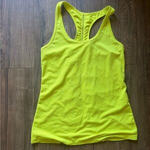 Women’s Neon Yellow Racerback Tank Top- Athletic Top Breathable - Large
